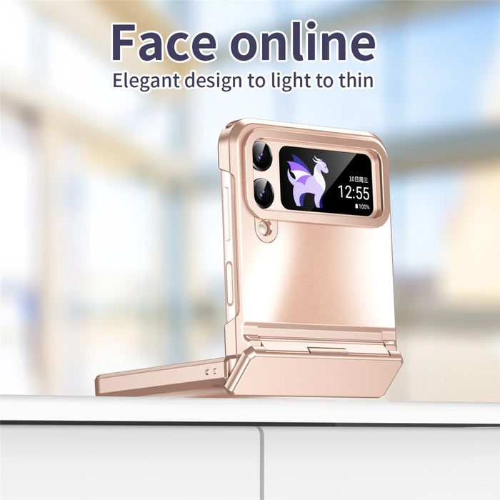 Hard PC Phone Case for Samsung Galaxy Z Flip4 5G , Matte Electroplating Folding Phone Cover - Rose Gold - 6
