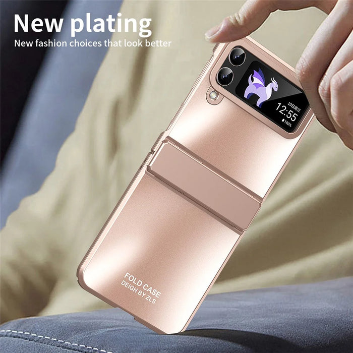 Hard PC Phone Case for Samsung Galaxy Z Flip4 5G , Matte Electroplating Folding Phone Cover - Rose Gold - 7