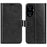 For Realme C55 Shockproof Crazy Horse Texture Phone Case PU Leather Wallet Flip Stand Cover - Black - 1