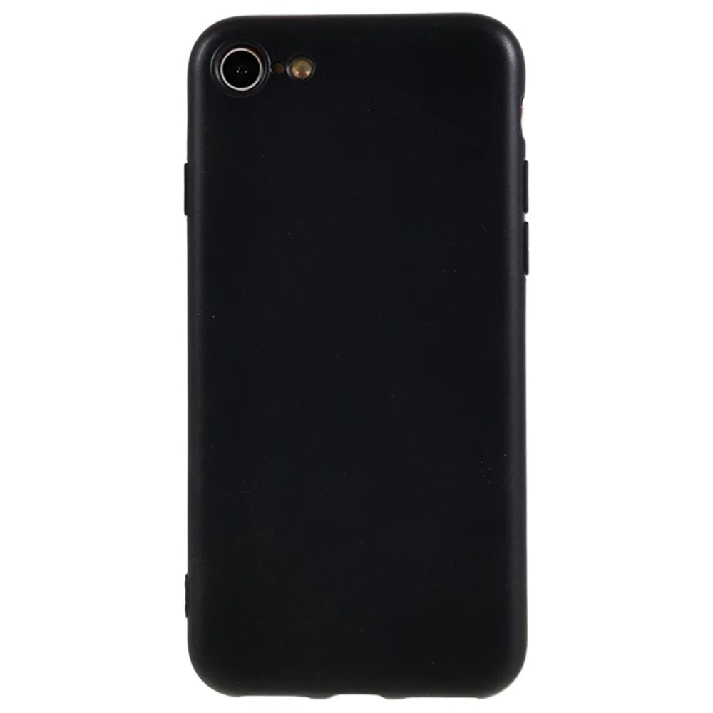 For iPhone 7 / 8 / SE (2022) / SE (2020) Glossy Back Cover Anti-scratch TPU Phone Case - Black - 1