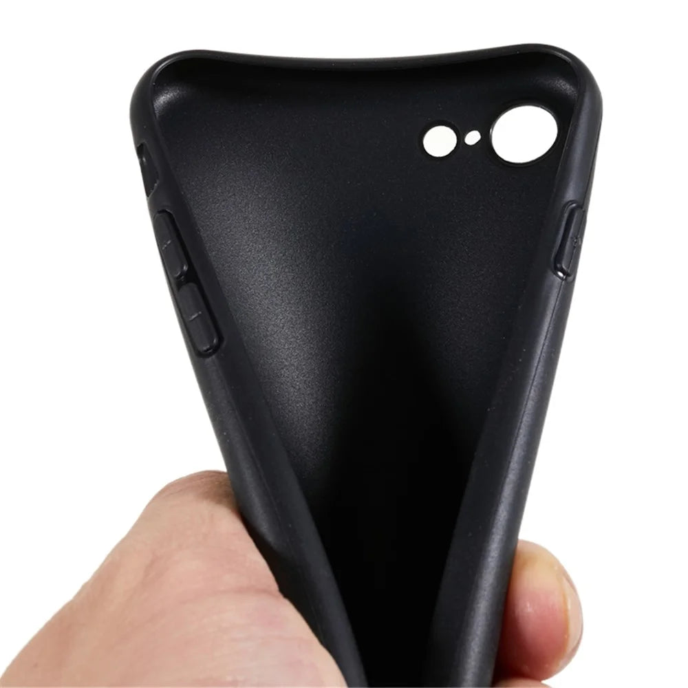 For iPhone 7 / 8 / SE (2022) / SE (2020) Glossy Back Cover Anti-scratch TPU Phone Case - Black - 7