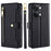 Leather Phone Cover for OnePlus Nord 3 5G / Ace 2V 5G Anti-Scratch Zipper Pocket Stand Wallet Case with 2 Straps - Black - 1