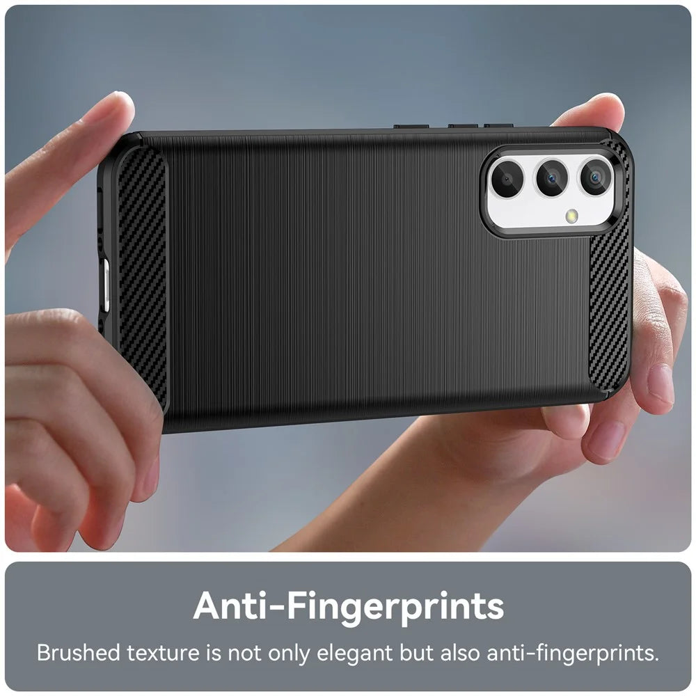 For Samsung Galaxy A34 5G Soft TPU Phone Case Carbon Fiber Texture Brushed Back Cover - Black - 4