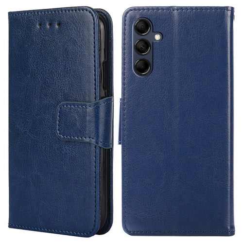 Magnetic Clasp Case for Samsung Galaxy M14 5G Textured Cell Phone PU Leather Wallet Stand Cover - Sapphire - 1