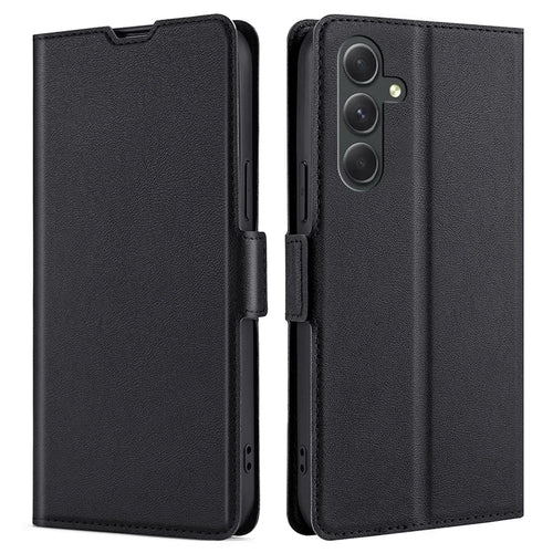 Phone Stand Cover for Samsung Galaxy A54 5G Fall-proof PU Leather Folio Flip Case Card Holder Shell - Black - 1