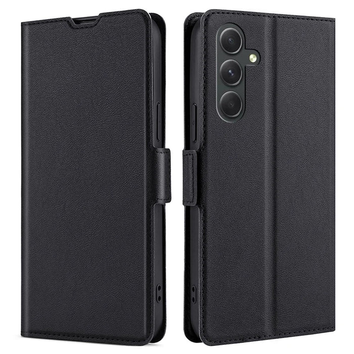 Phone Stand Cover for Samsung Galaxy A54 5G Fall-proof PU Leather Folio Flip Case Card Holder Shell - Black - 1