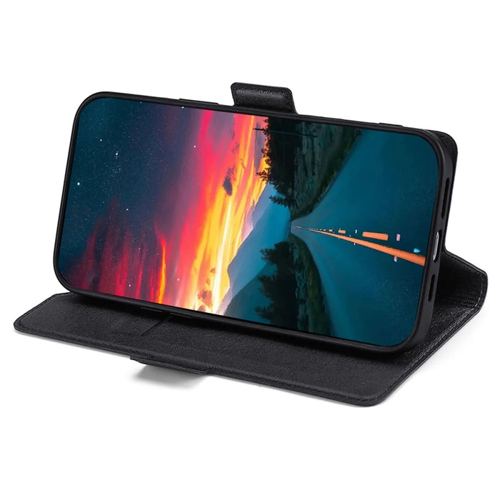 Phone Stand Cover for Samsung Galaxy A54 5G Fall-proof PU Leather Folio Flip Case Card Holder Shell - Black - 2