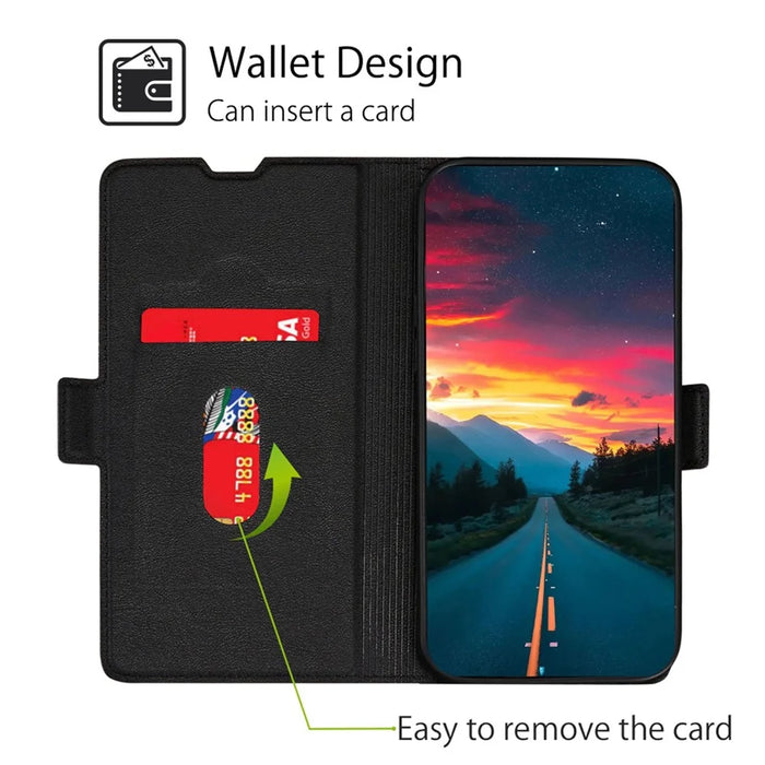 Phone Stand Cover for Samsung Galaxy A54 5G Fall-proof PU Leather Folio Flip Case Card Holder Shell - Black - 3