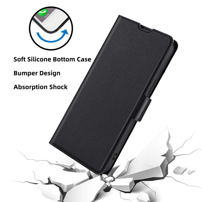 Phone Stand Cover for Samsung Galaxy A54 5G Fall-proof PU Leather Folio Flip Case Card Holder Shell - Black - 4