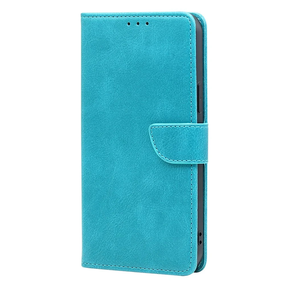 Phone Folio Cover for Nokia C32 Calf Texture Stand Wallet PU Leather + TPU Protective Case - Baby Blue - 6