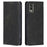 For Nokia C32 Calf Texture Case Magnetic Closing Foldable Stand PU Leather Wallet Phone Shell - Black - 1