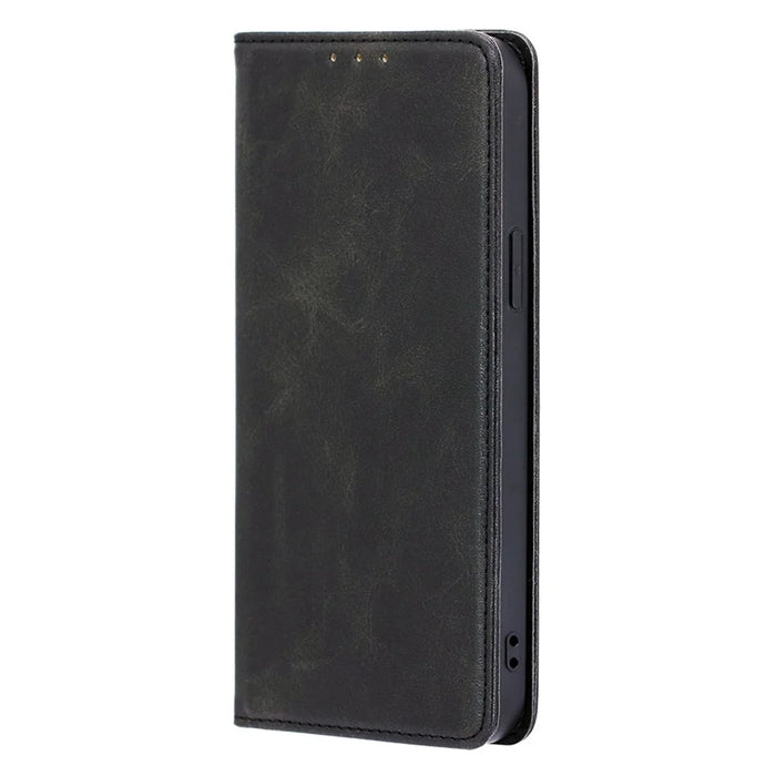 For Nokia C22 Drop Resistant Calf Texture Case Magnetic Closing Stand PU Leather Wallet Phone Shell - Black - 5