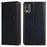 For Nokia C32 Solid Color Scratch Resistant Leather Wallet Phone Case Magnetic Closing Stand Cover - Black - 1