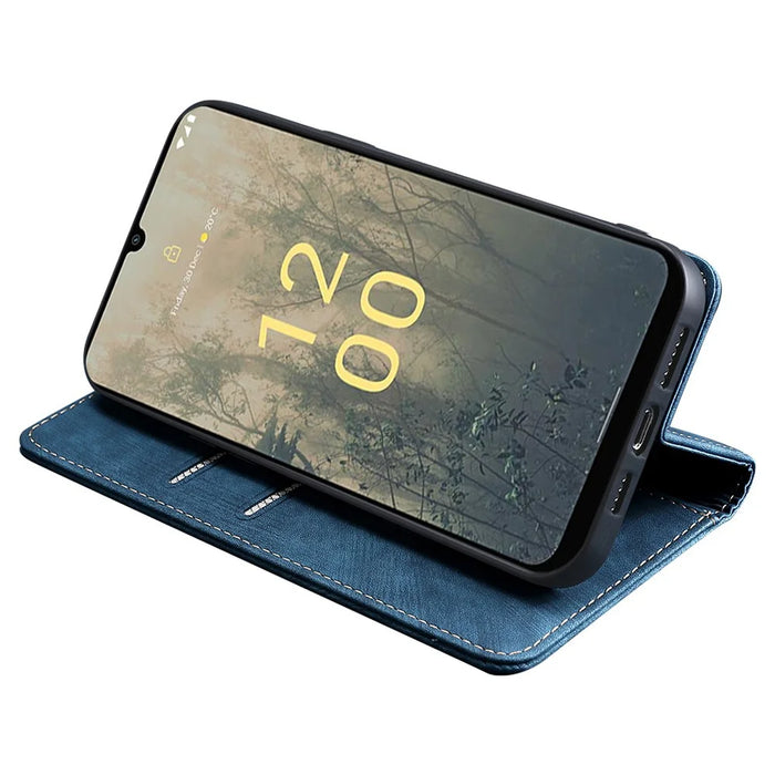 Anti-scratch Phone Cover for Nokia C32 RFID Blocking Textured Wallet Magnetic Leather Flip Stand Case - Blue - 3
