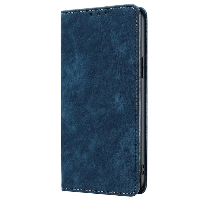 Anti-scratch Phone Cover for Nokia C32 RFID Blocking Textured Wallet Magnetic Leather Flip Stand Case - Blue - 7