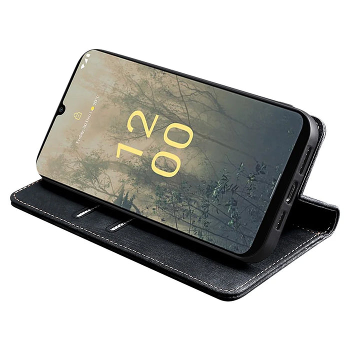For Nokia C12 4G / C12 Plus / C12 Pro PU Leather Mobile Phone Case Textured Anti-Drop Stand Wallet RFID Blocking Phone Cover - Black - 3
