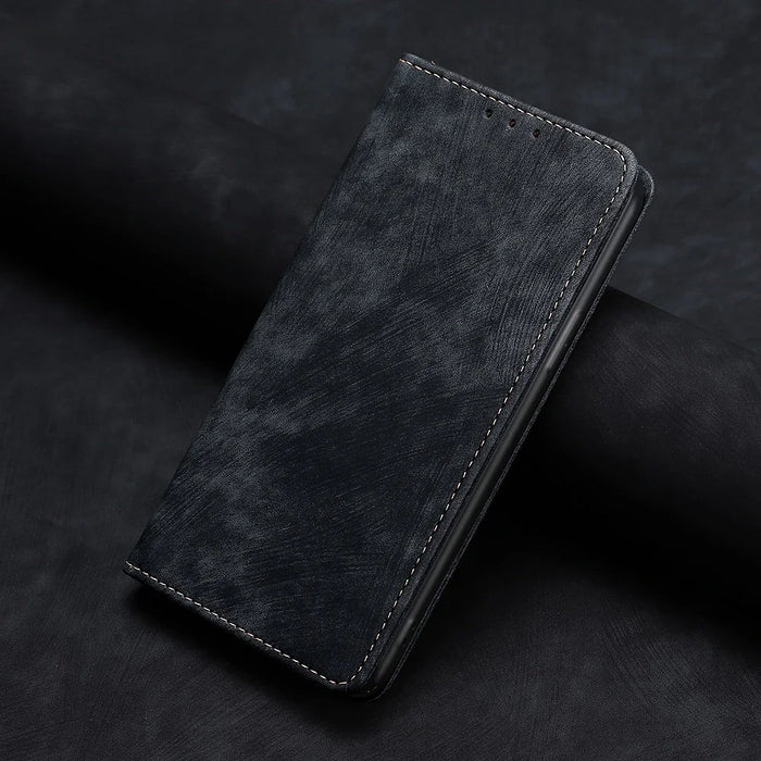 Textured Phone Cover for Nokia C22 RFID Blocking Shockproof Wallet Magnetic Leather Flip Stand Case - Black - 6