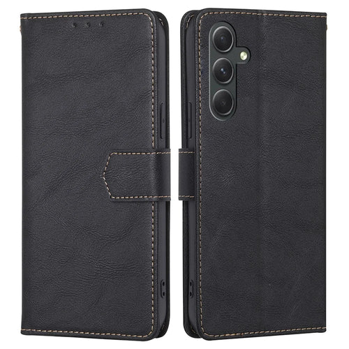 For Samsung Galaxy A54 5G Anti-Scratch Cowhide Texture Wallet Phone Case Leather RFID Blocking Stand Phone Cover - Black - 1