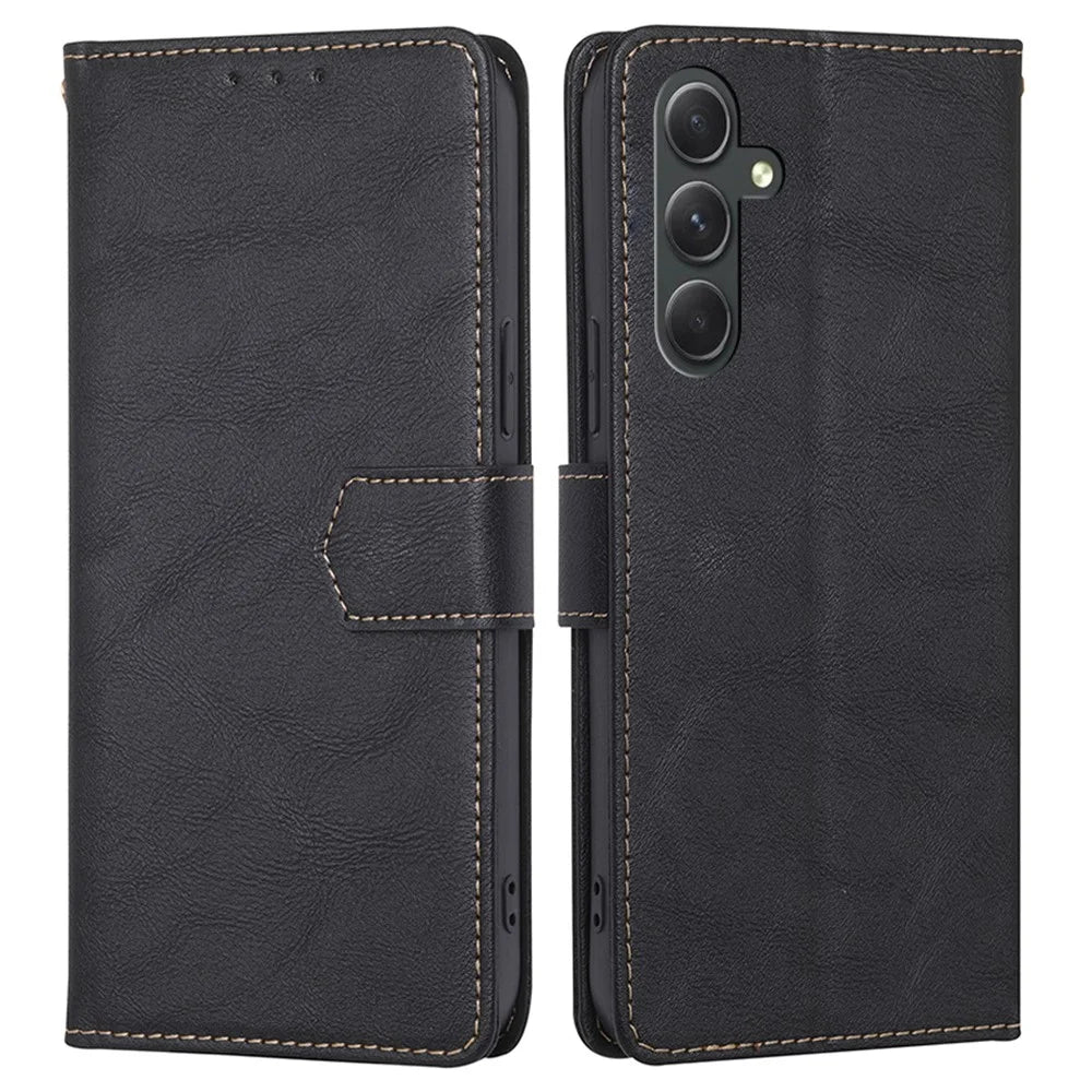 For Samsung Galaxy A54 5G Anti-Scratch Cowhide Texture Wallet Phone Case Leather RFID Blocking Stand Phone Cover - Black - 1