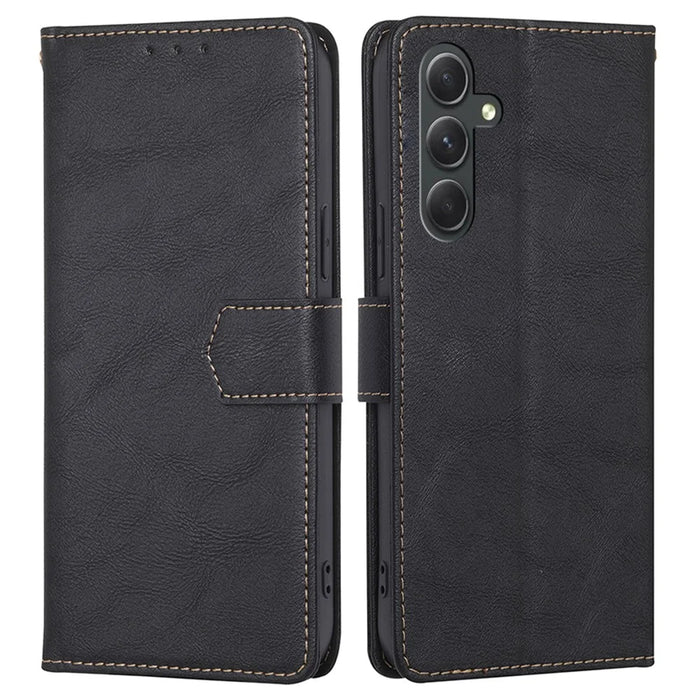 For Samsung Galaxy A54 5G Anti-Scratch Cowhide Texture Wallet Phone Case Leather RFID Blocking Stand Phone Cover - Black - 1