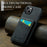 FIERRE SHANN Card Holder Phone Case for iPhone 13 RFID Blocking PU Leather+TPU Kickstand Cover - Black - 7