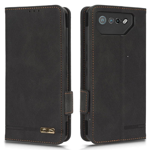For Asus ROG Phone 7 Ultimate 5G / ROG Phone 7 5G Hardware Decor PU Leather Phone Case Wallet Stand Cover - Black - 1