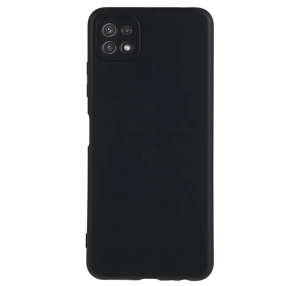 For Samsung Galaxy A22 5G (EU Version) Fiber Lining Rubberized TPU Cover Drop Resistant Phone Case - Black - 1