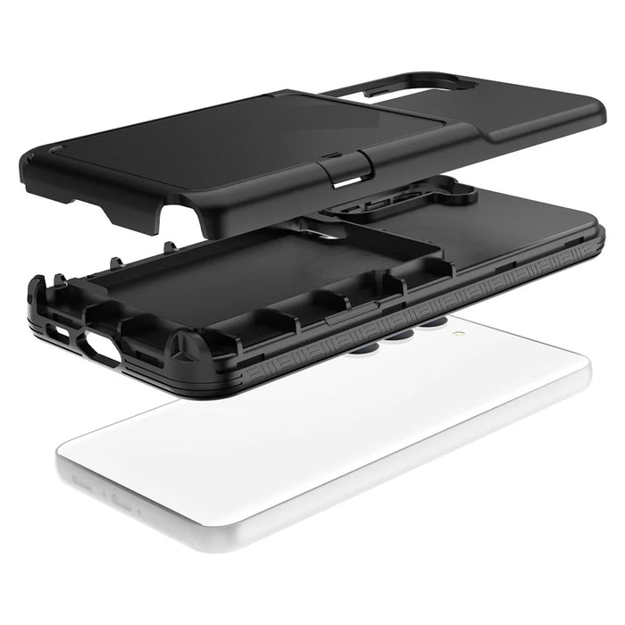 For Samsung Galaxy S23 Cardcase Series Card Holder Thick Phone Case Kickstand Mirror Function PC + TPU Cover - Black - 2