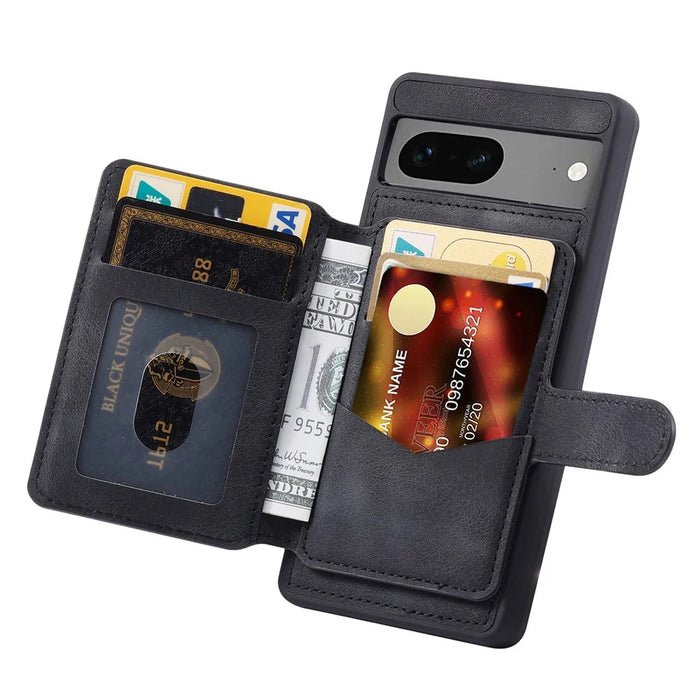 For Google Pixel 8 Kickstand RFID Blocking Phone Wallet Case Anti-drop PU Leather Coated TPU Back Cover - Black - 2