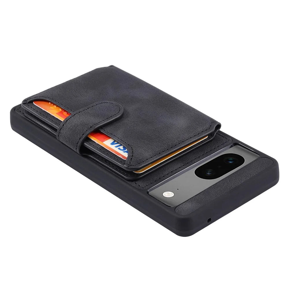 For Google Pixel 8 Kickstand RFID Blocking Phone Wallet Case Anti-drop PU Leather Coated TPU Back Cover - Black - 4
