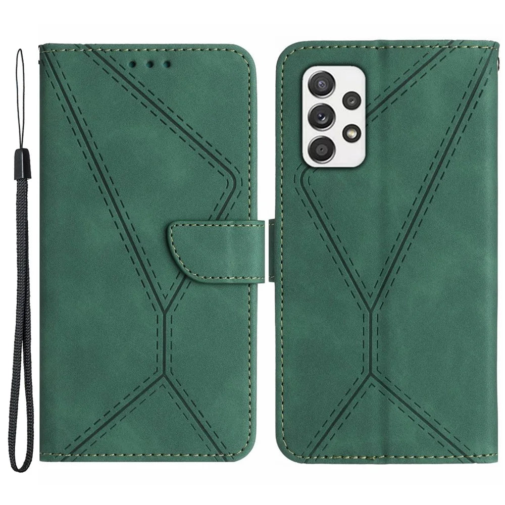 For Samsung Galaxy A52 4G / A52 5G / A52s 5G PU Leather Case HT05 Skin-touch Wallet Phone Shell with Strap - Green - 1