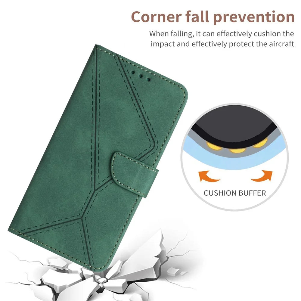 For Samsung Galaxy A52 4G / A52 5G / A52s 5G PU Leather Case HT05 Skin-touch Wallet Phone Shell with Strap - Green - 4