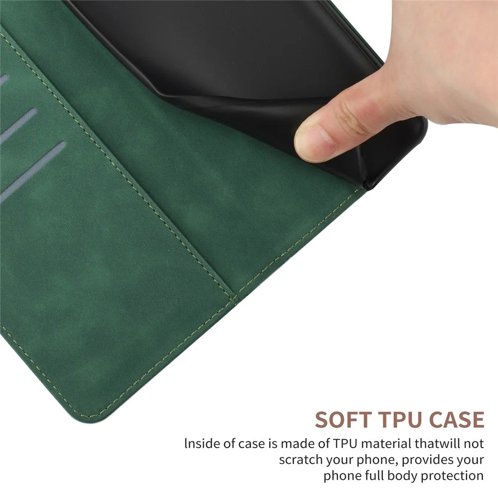 For Samsung Galaxy A52 4G / A52 5G / A52s 5G PU Leather Case HT05 Skin-touch Wallet Phone Shell with Strap - Green - 7