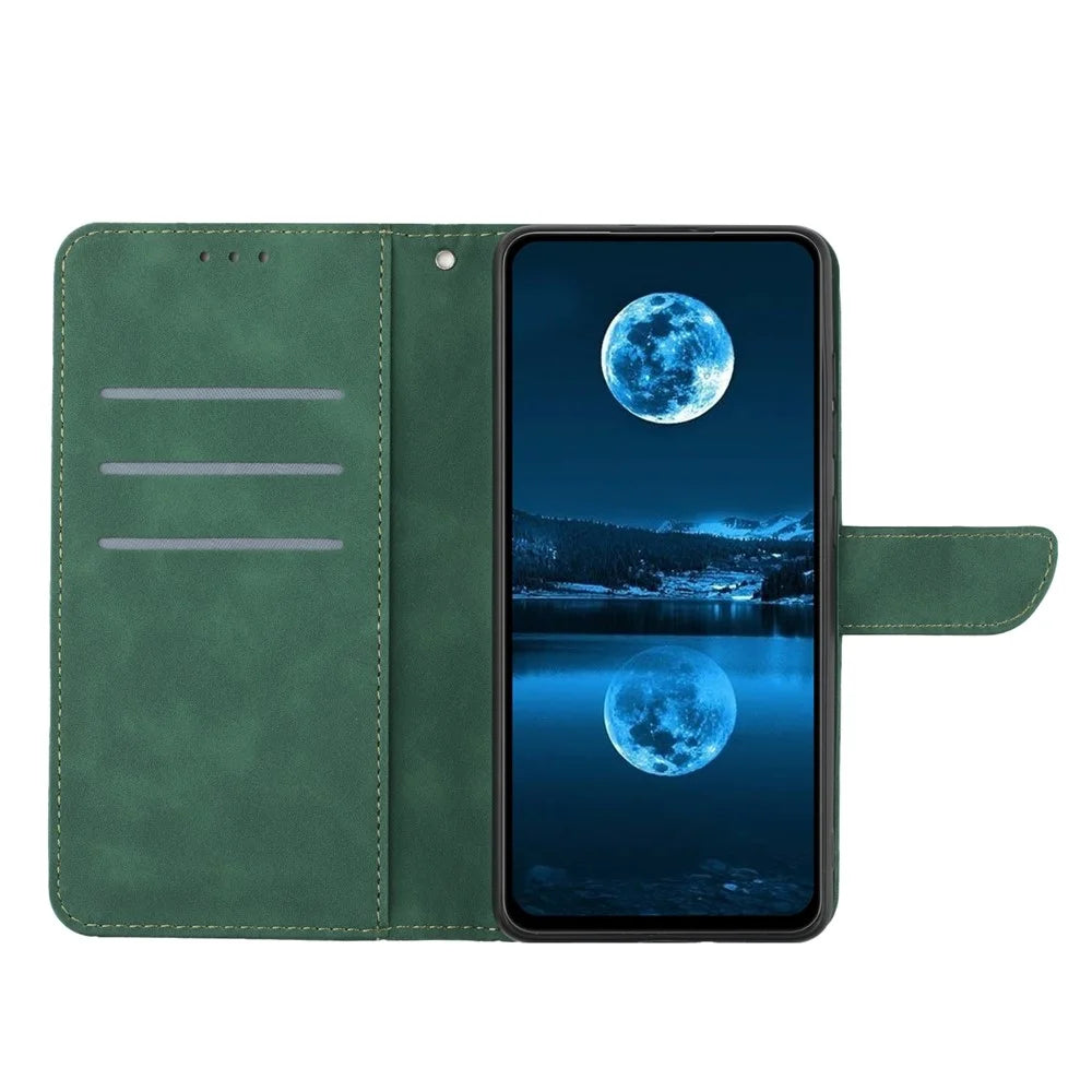HT05 Wallet Phone Case for Samsung Galaxy A34 5G PU Leather Case Skin-touch Phone Shell with Strap - Green - 2