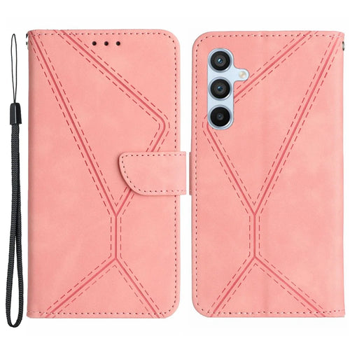 For Samsung Galaxy A14 5G / 4G Phone Case HT05 Skin-touch Anti-Drop PU Leather Cover with Wallet, Strap - Pink - 1