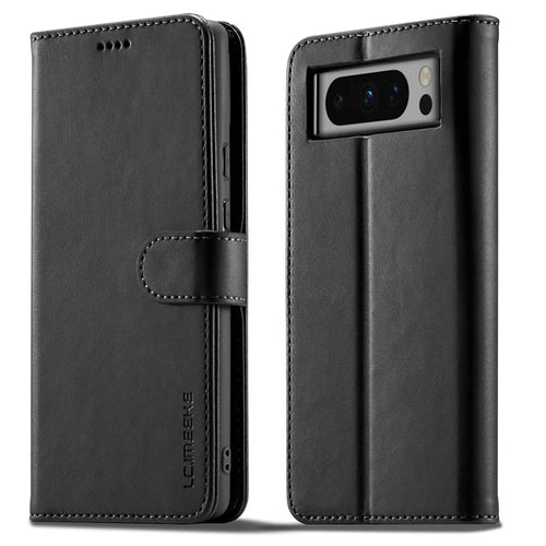 LC.IMEEKE For Google Pixel 8 Pro PU Leather Wallet Phone Case Calf Texture Stand Flip Cover - Black - 1