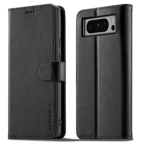 LC.IMEEKE For Google Pixel 8 Pro PU Leather Wallet Phone Case Calf Texture Stand Flip Cover - Black - 1