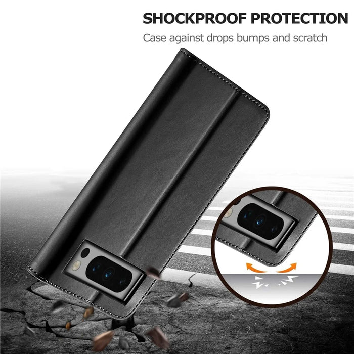 LC.IMEEKE For Google Pixel 8 Pro PU Leather Wallet Phone Case Calf Texture Stand Flip Cover - Black - 4