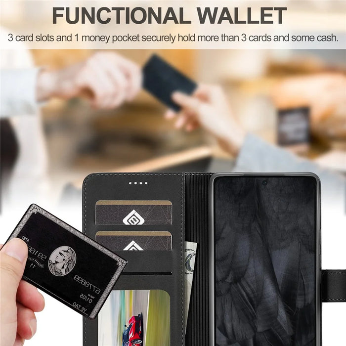 LC.IMEEKE For Google Pixel 8 Pro PU Leather Wallet Phone Case Calf Texture Stand Flip Cover - Black - 5