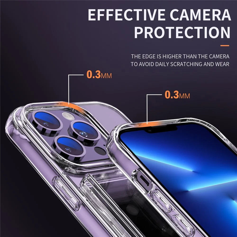 For iPhone 13 Pro Max Card Holder Clear Phone Case Anti-drop Corner TPU + Acrylic Cover - 3
