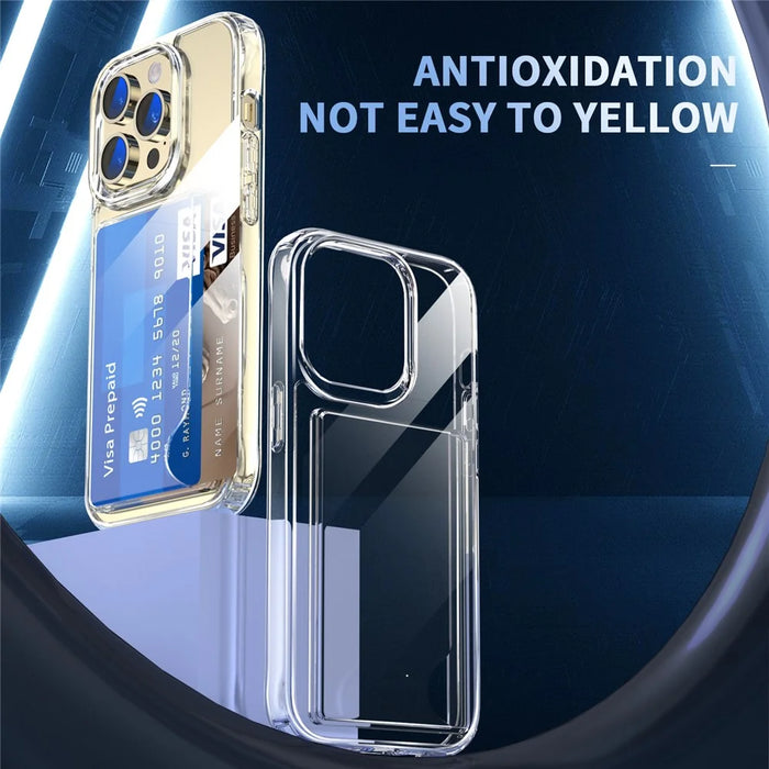For iPhone 14 Pro Card Holder Phone Case Anti-drop Corner TPU + Acrylic Clear Phone Cover - 2