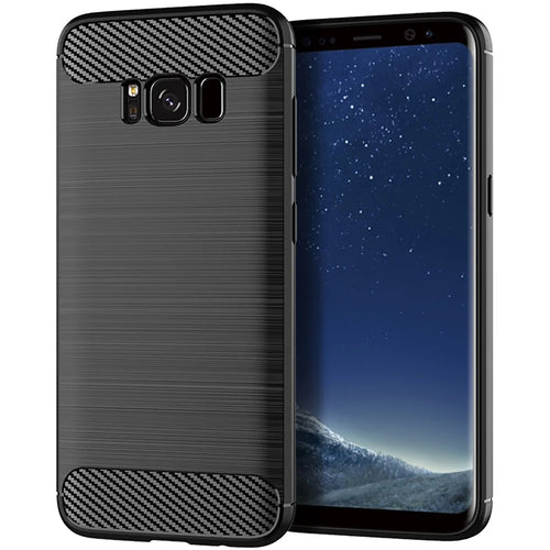 For Samsung Galaxy S8 Carbon Fiber Texture Phone Case Brushed Phone TPU Cover - Black - 1