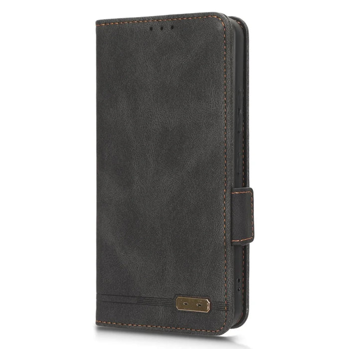 For Nokia C22 Phone Case Hardware Decor Protector Shell PU Leather Wallet Stand Cover - Black - 5
