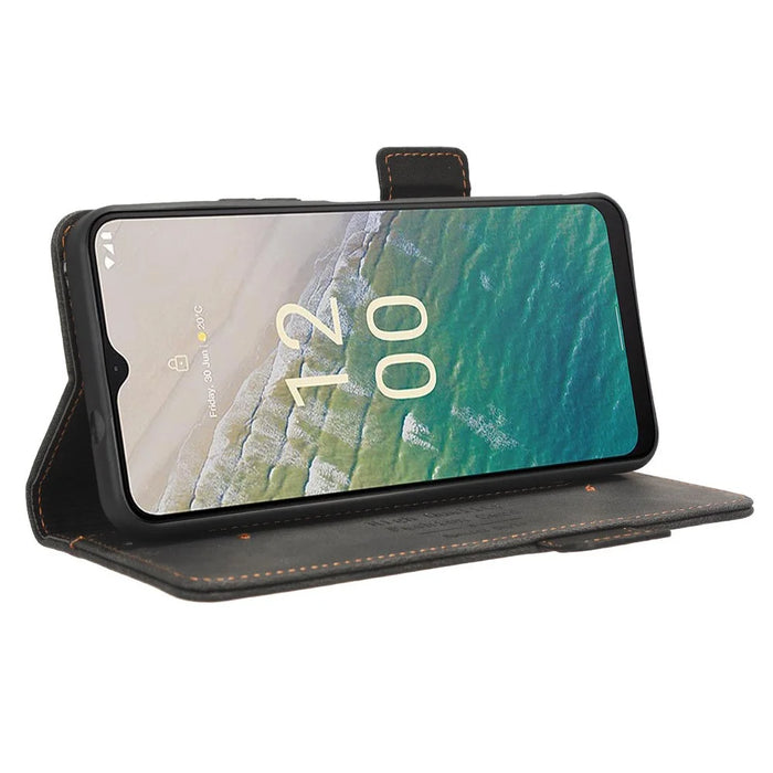 Protector Shell  for Nokia C32 Phone Case Hardware Decor PU Leather Wallet Stand Cover - Black - 3