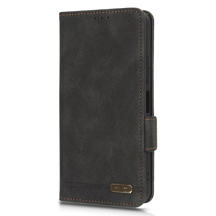 Protector Shell  for Nokia C32 Phone Case Hardware Decor PU Leather Wallet Stand Cover - Black - 5