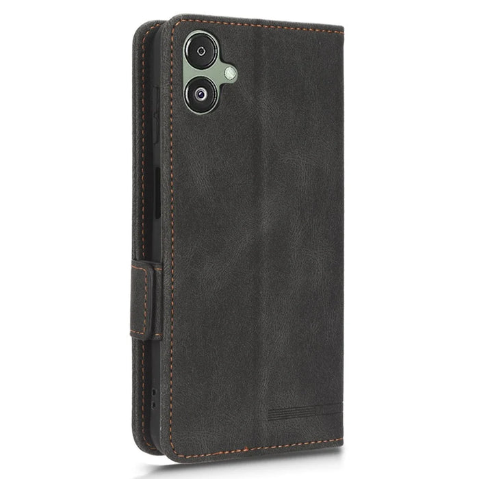 For Samsung Galaxy F14 5G Fall Proof Phone Case Hardware Decor PU Leather Wallet Stand Cover - Black - 6
