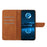 HT05 Full Protection Cover for iPhone 14 Plus Skin-touch PU Leather Wallet Phone Flip Case with Strap - Brown - 2