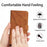 HT05 Full Protection Cover for iPhone 14 Plus Skin-touch PU Leather Wallet Phone Flip Case with Strap - Brown - 6