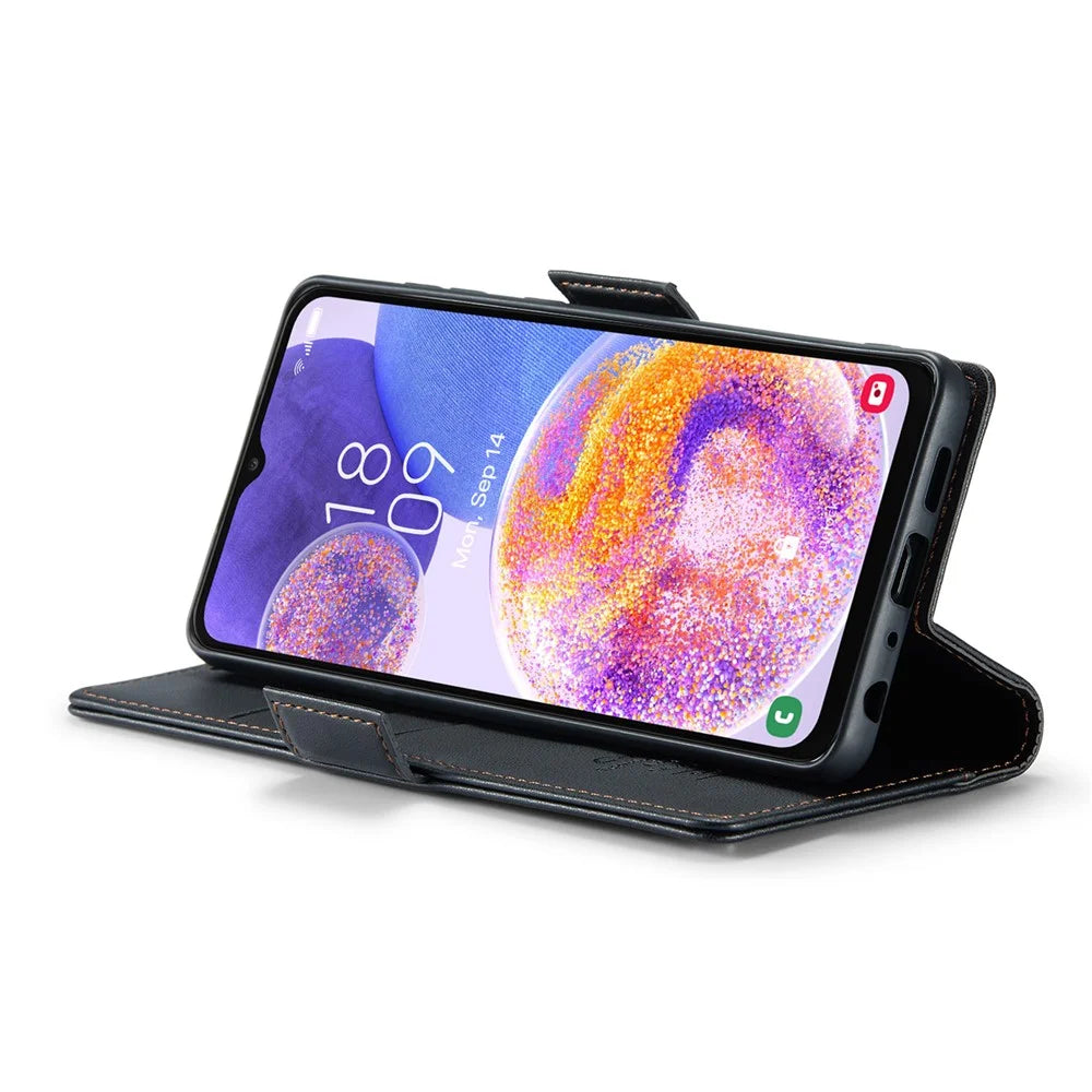 For Samsung Galaxy A23 4G / A23 5G (Global) Leather Case CASEME 023 RFID Blocking 3 Card Slot Mobile Cover - Black - 3
