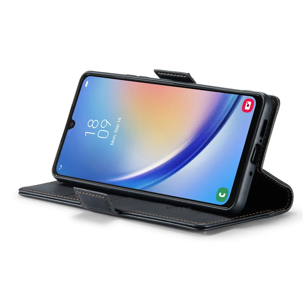 For Samsung Galaxy A34 5G Leather Case CASEME 023 RFID Blocking 3 Card Slot Mobile Cover - Black - 3